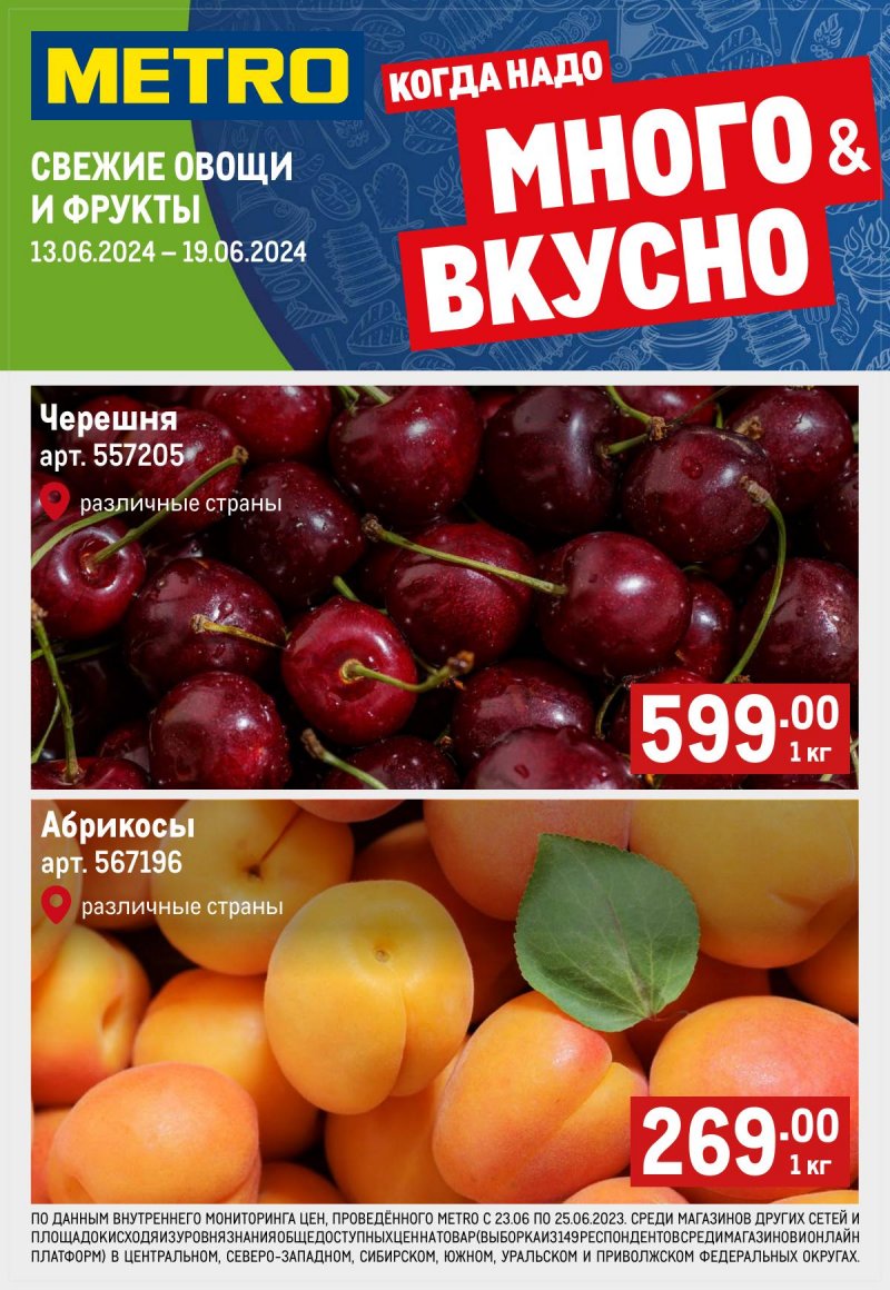 Каталог МЕТРО «Свежие фрукты и овощи» с 13 по 19 июня 2024 года страница 1